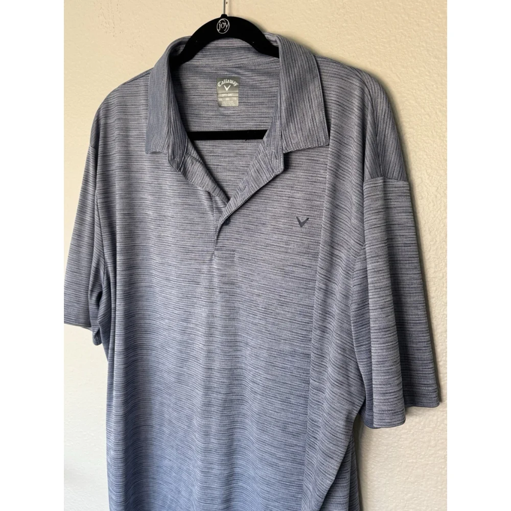 Callaway Opti-Dri Polo Shirt Men’s XXL Blue Stripe Golf Performance Short Sleeve